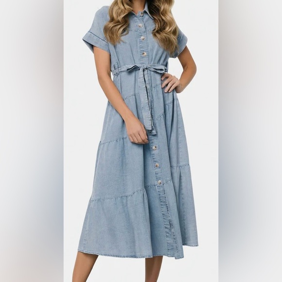 Polagram NWT Denim Button-Down Midi Dress XL - Picture 4 of 4